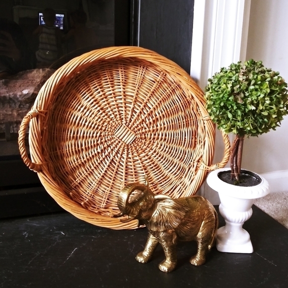 Woven Straw tray round large tray wall decor accen - Picture 1 of 11